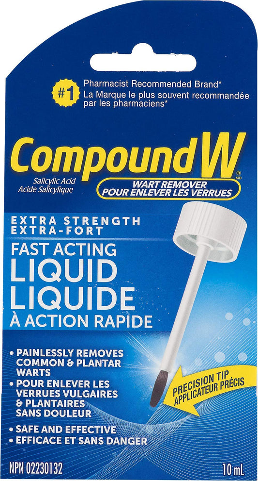 Compound W Wart Remover, Extra-Strength Fast Acting Liquid Salicylic Acid - 10ml - For Common/Plantar Wart Removal