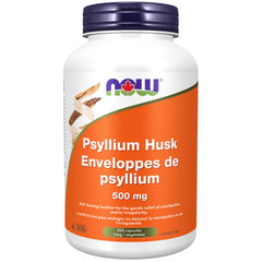 NOW Supplements, Psyllium Husk Caps 500 mg, Natural Soluble Fibre, Intestinal Health*, 500 Veg Capsules