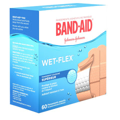 Band-Aid Water Resistant Wet-Flex Adhesive Bandages, Assorted Sizes Value Pack, Small, Regular, Large, 60 Bandages
