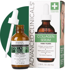 Advanced Clinicals Collagen Serum For Face | Visible Anti Aging Collagen Peptide Serum + Hyaluronic Acid Moisturizer Improves Look Of Wrinkles, Dry Skin, & Fine Lines, No added Fragrance, 1.75 Fl Oz