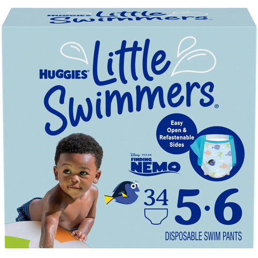 HUGGIES Disposable Swim Diapers - Size 5-6 Large, Huggies Little Swimmers, 34 ct