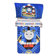 3 Piece Toddler Bedding Set, Thomas The Tank Standard Crib Bedding Set, Includes Soft Microfiber Reversible Comforter, Fitted Sheet, Pillowcase for Kids, Boys (45134-311-TDST-THOM)