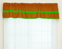 Baby Doll Bedding Solid Stripe Window Valance, Orange/Apple