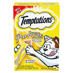 Temptations Creamy Puree Adult Lickable Cat Treats, Chicken Multi Pack, 16 Pouches, 192g