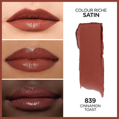 L’Oréal Paris Colour Riche Original Satin Lipstick, Hydrating Formula with Vitamin E & Argan Oil, Cinnamon Toast, 0.13 oz.