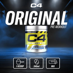 Cellucor C4 Original Pre Workout Powder - Sugar Free Preworkout Energy for Men & Women - 150mg Caffeine, Beta Alanine, Creatine - Icy Blue Razz, 60 Servings