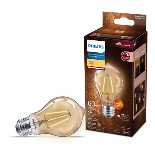 Philips LED 60W A19 Filament Amber (2000K)
