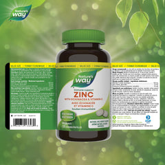 Nature’s Way Zinc with Echinacea & Vitamin C - Immune Support Supplement with Zinc, Echinacea, and Vitamin C – Natural Wild Berry Flavour - 120 Lozenges, Value Size