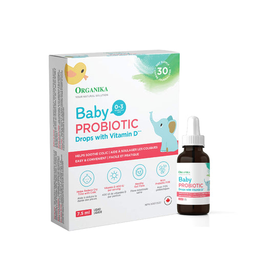 Organika Baby Probiotic Drops with Vitamin D- Soothe Colic, Reduce Fussing, Aid in Growth and Development- White, 7.5 ml (Pack of 1)