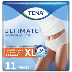 TENA Adult Incontinence, Discrete Disposable, Underwear, Comfortable Fit, Ultimate Absorption Protection, Unisex, X-Large (L), 11 Count
