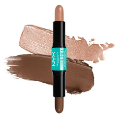 NYX Professional Makeup Contour Stick, Highlighter Makeup, Wonder Stick, Dual-Ended, Shape and Define, Cream Finish, Buildable Coverage, Vegan Formula, Shade: Medium