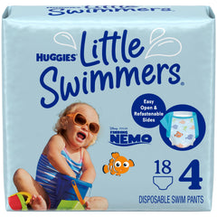 HUGGIES Swim Diapers, Size 4 Medium, Huggies Little Swimmers Disposable Swimpants, 18 ct