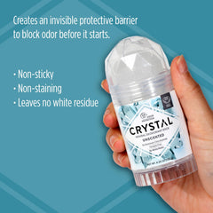 Crystal Mineral Deodorant Stick Travel Size, 40 g – Aluminum-Free, Unscented Natural Deodorant, 24-Hour Odour Protection, No Stains, Vegan & Cruelty-Free