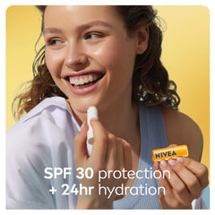 NIVEA Sun Lip Balm SPF 30 Lip Balm Stick, 24-Hour Hydrating Lip Balm with Sun Protecction, Shea Butter and Moisturizing Oils to Soothe Dry Chapped Lips, 2 x 4.8g Stick
