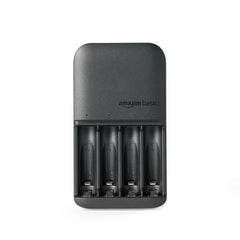 Amazon Basics Rechargeable AA Batteries NiMH (x4) with 4 Bay Battery Charger, Type A (American) Plug