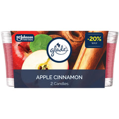 Glade Scented Candle, Apple Cinnamon, 1 Wick Candle, Air Freshener Infused with Essential Oils for Home Fragrance, 2 Count (Packaging May Vary)
