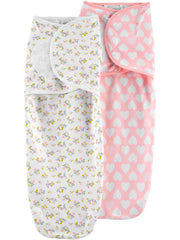 Simple Joys by Carter's Boys' 2-Pack Swaddle Blankets, White/Pink/Teal Blue, Floral, Medium