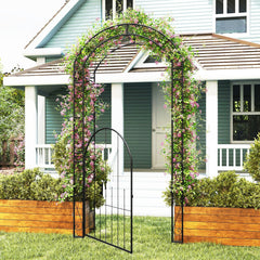 84 Inch Tall Garden Arch Metal Arbor Archway with Gate