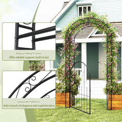 84 Inch Tall Garden Arch Metal Arbor Archway with Gate