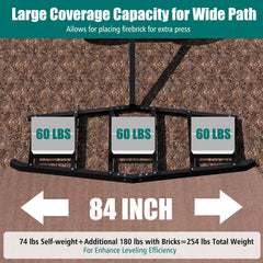 84 inch Wide Driveway Drag Tow Behind Landscape Leveling Rake with Reinforced Bars-Black