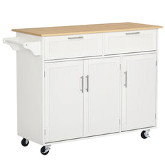 Modern Kitchen Island, Utility Kitchen Serving Cart with 2 Storage Drawers & Cabinets for Dining Room, Black