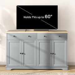 Modern Sideboard, Buffet Cabinet with Storage Drawers, Adjustable Shelves for Living Room, Dining Room, Entryway, Grey