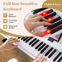88-Key Electric Piano Keyboard with Adjustable Stand and, Portable Bag-White