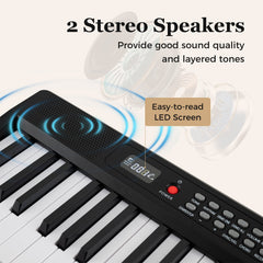 88 Key Foldable Piano Keyboard Portable Semi Weighted Electric Piano-Black