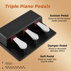 88-Key Keyboard Piano Set with Adjustable Stand-Black