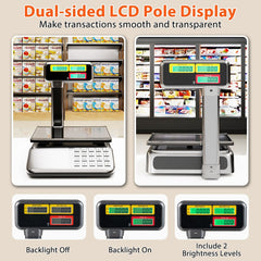 88lb Price Computing Scale with Pole Dual LCD Display Digital Commercial Food Scale