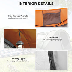 4 Person Camping Tent, Easy Pop Up Tent with Doors, Windows and Carry Bag, Automatic Setup Tent for Hiking, Blue