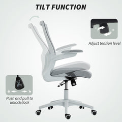 Ergonomic Office Chair, Swivel Desk Chair with Adjustable Lumbar Support, Headrest and Height, Flip-up Armrests, Beige