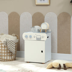 Wooden Dishwasher Playset, Play Sink Toys with Faucet, Turning Knobs and Accessories, Gift for Boys Girls Toddlers