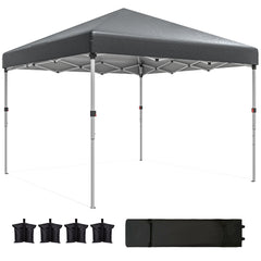 10' x 10' Pop Up Canopy with Sidewalls, Roller Bag, Height Adjustable Instant Tent for Outdoor, Garden, Patio, Black