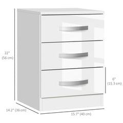 Bedside Table Set of 2, Modern Nightstand with Drawers and High Gloss Fronts, Night Table for Bedroom, Black
