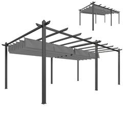 11.7' x 19.6' Retractable Pergola Canopy, Aluminum Pergola for Grill, Patio, Garden, Deck