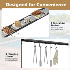 8 x 5 x 7 FT Grill Gazebo Outdoor BBQ Canopy with Metal Frame-Gray