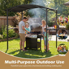 8 x 5 x 7 FT Grill Gazebo Outdoor BBQ Canopy with Metal Frame-Gray
