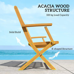 46.5" Foldable Wood Outdoor Bench with Backrest and Armrests for Outdoors, Patio, Porch, Park, Teak
