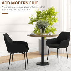 Dining Chairs Set of 2, Linen Upholstery Accent Chair with Back, Armrest, Metal Legs, Dark Grey