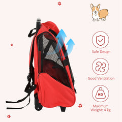 2-IN-1 Pet Luggage Box Backpack Carrier Cats Dogs w/ Handle, Rolling Wheel Grey
