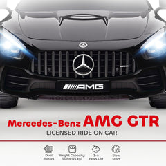 Mercedes-Benz AMG GTR Licensed 12V Battery Powered Kids Electric Car w/ Remote, Soft Start, Lights, Music Horn, Black