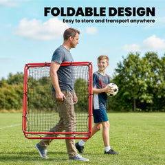 Soccer 5 Angles Adjustable Soccer Rebounder Net, Multi-Sport Training Bounce Back Net, Red