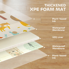 Foldable Baby Plat Mat, 77" x 69" Kids Floor Mat for Crawling and Learning, Girl & Animal Theme