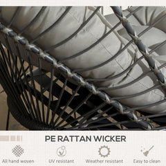 Hanging Egg Chair with Stand, Foldable Wicker Rattan Swing Chair with Thick Cushion, Light Grey
