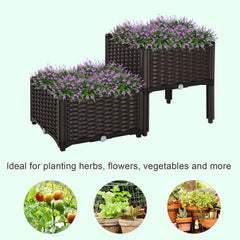 1 Piece Raised Garden Bed PP Raised Flower Bed Vegetable Herb Grow Box Stand Brown