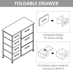 Dresser with 7 Drawers, Chest of Drawers with Metal Frame, Fabric Dresser for Living Room, Light Grey