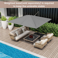 9.5 Feet Square Patio Cantilever Umbrella with 360° Rotation-Gray