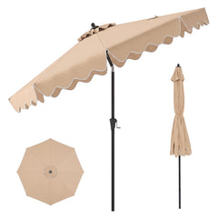 9 Feet Patio Umbrella with Crank Handle and Push Button Tilt-Beige