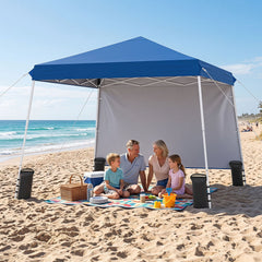 9 ft x 9 ft Pop Up Canopy Tent with 8 Ground Stakes 4 Wind Ropes and Carry Bag, for Outdoor Party-Blue